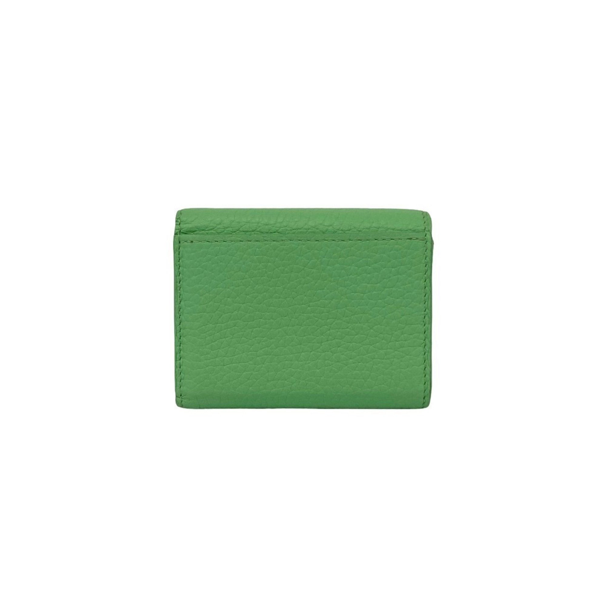 Louis Vuitton Green Pink Leather Wallet (Tri-Fold)