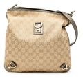 Gucci Beige Brown Canvas Leather Shoulder Bag (Pre-Owned)
