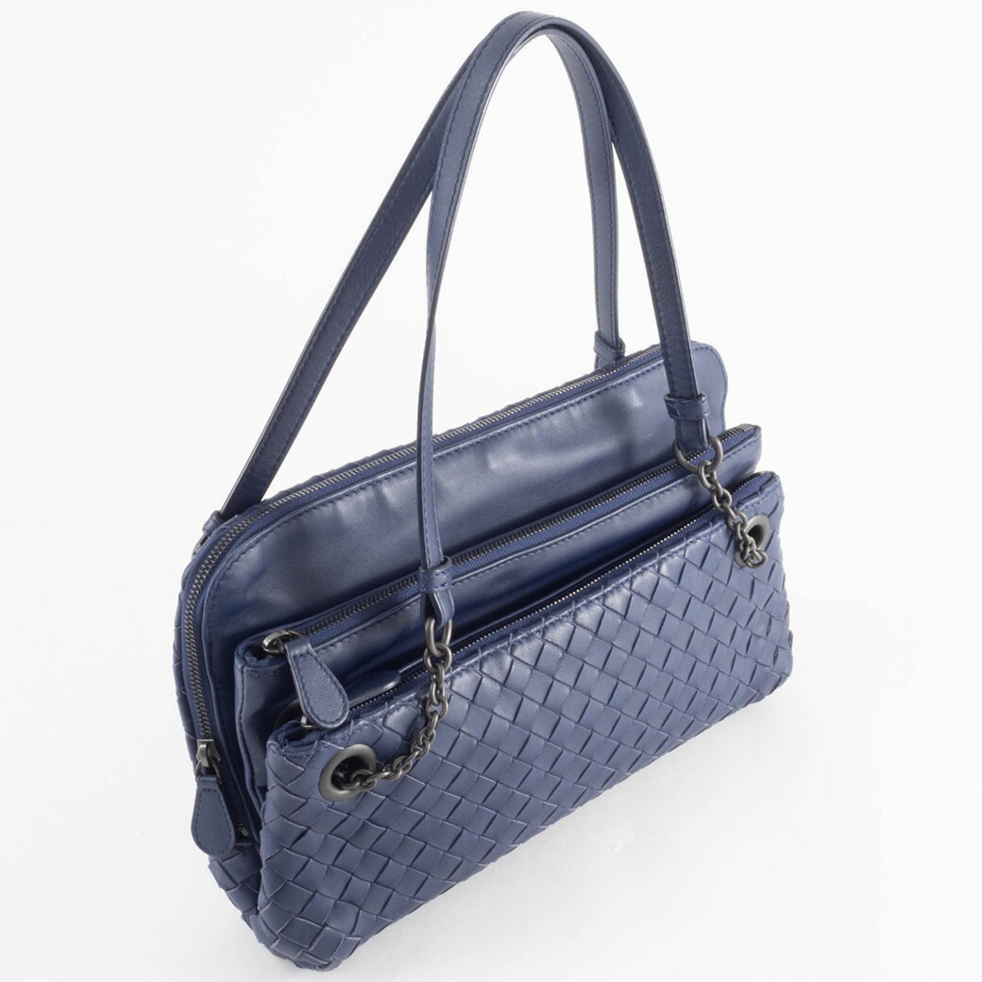 Bottega Veneta Navy Leather Shoulder Bag