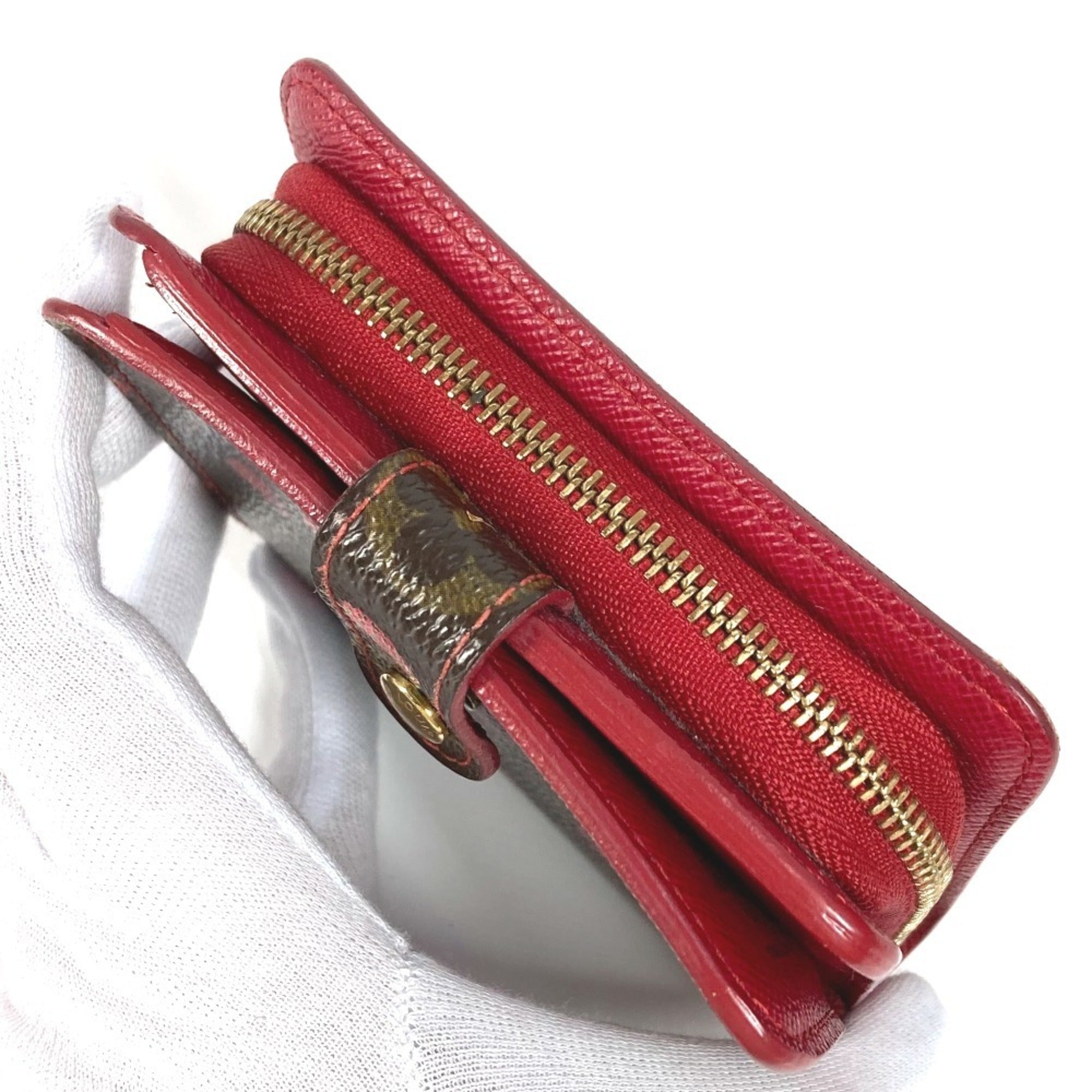 Louis Vuitton Brown Red Color Monogram Canvas Wallet