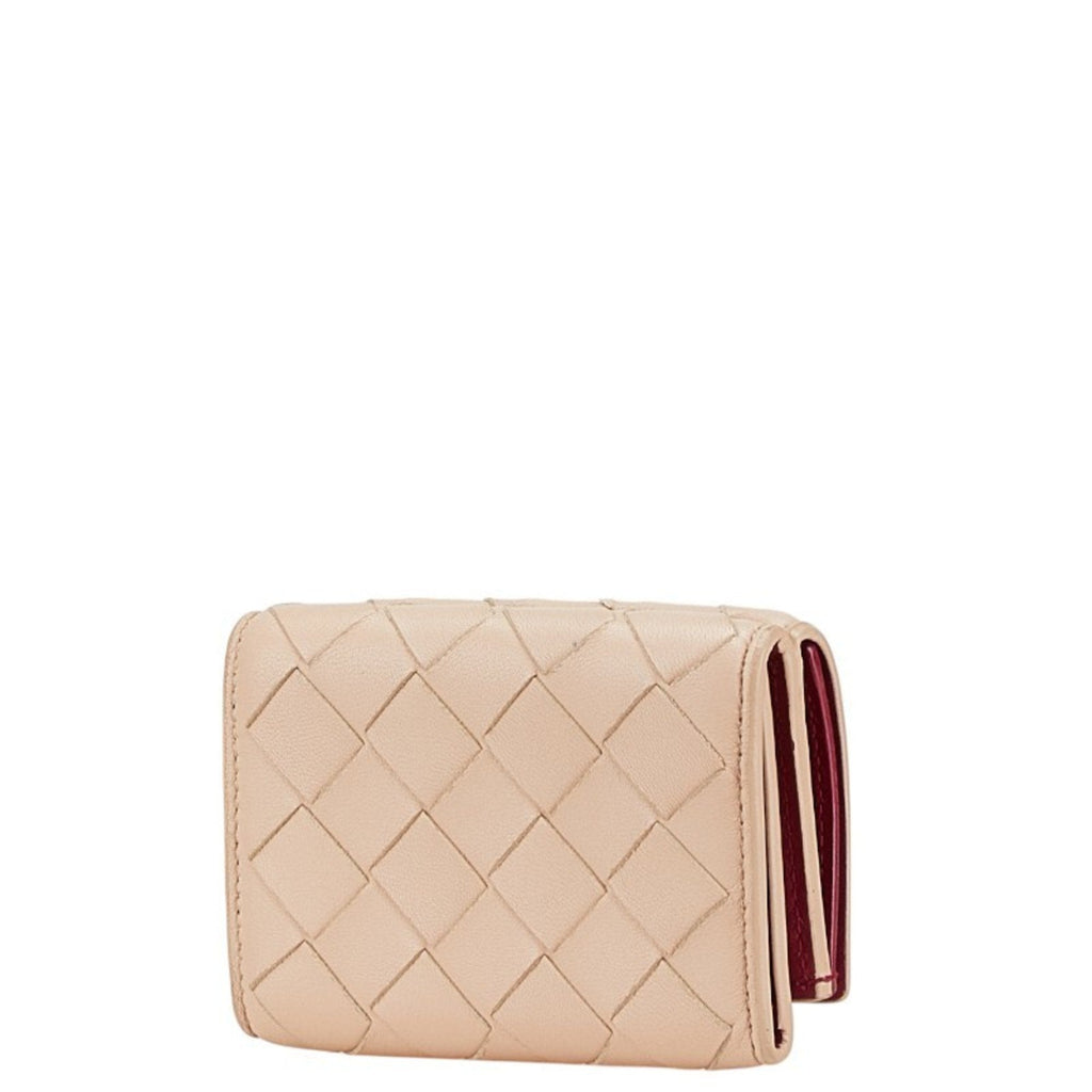 Bottega Veneta Beige Pink Leather Wallet (Tri-Fold)