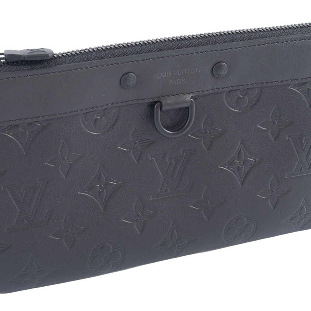 Louis Vuitton Black Monogram Shadow Clutch Bag Pochette