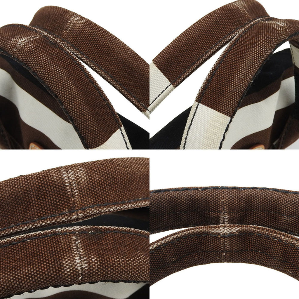 Prada Black Brown White Canvas Handbag