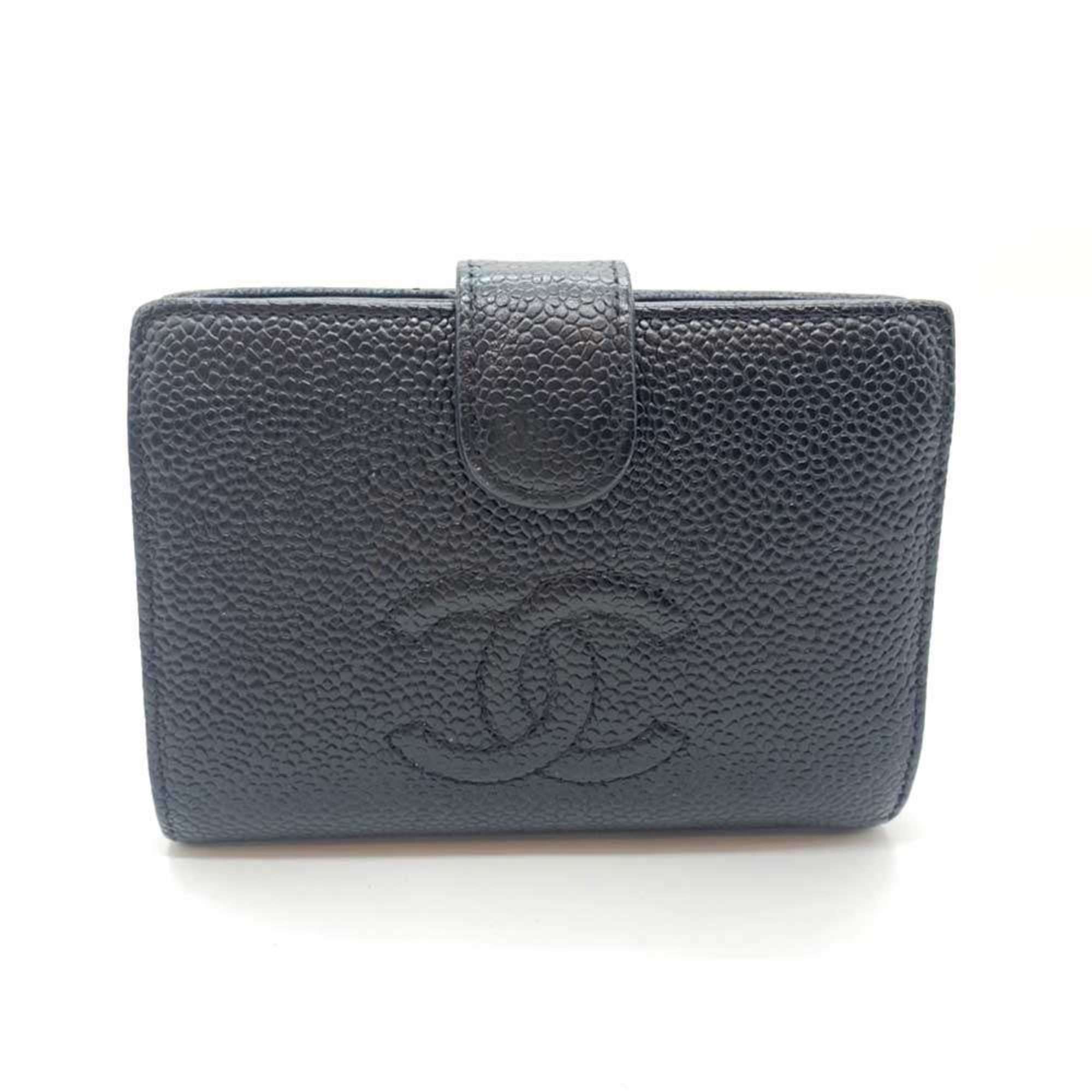 Chanel Black Grained Calfskin Wallet (Bi-Fold)
