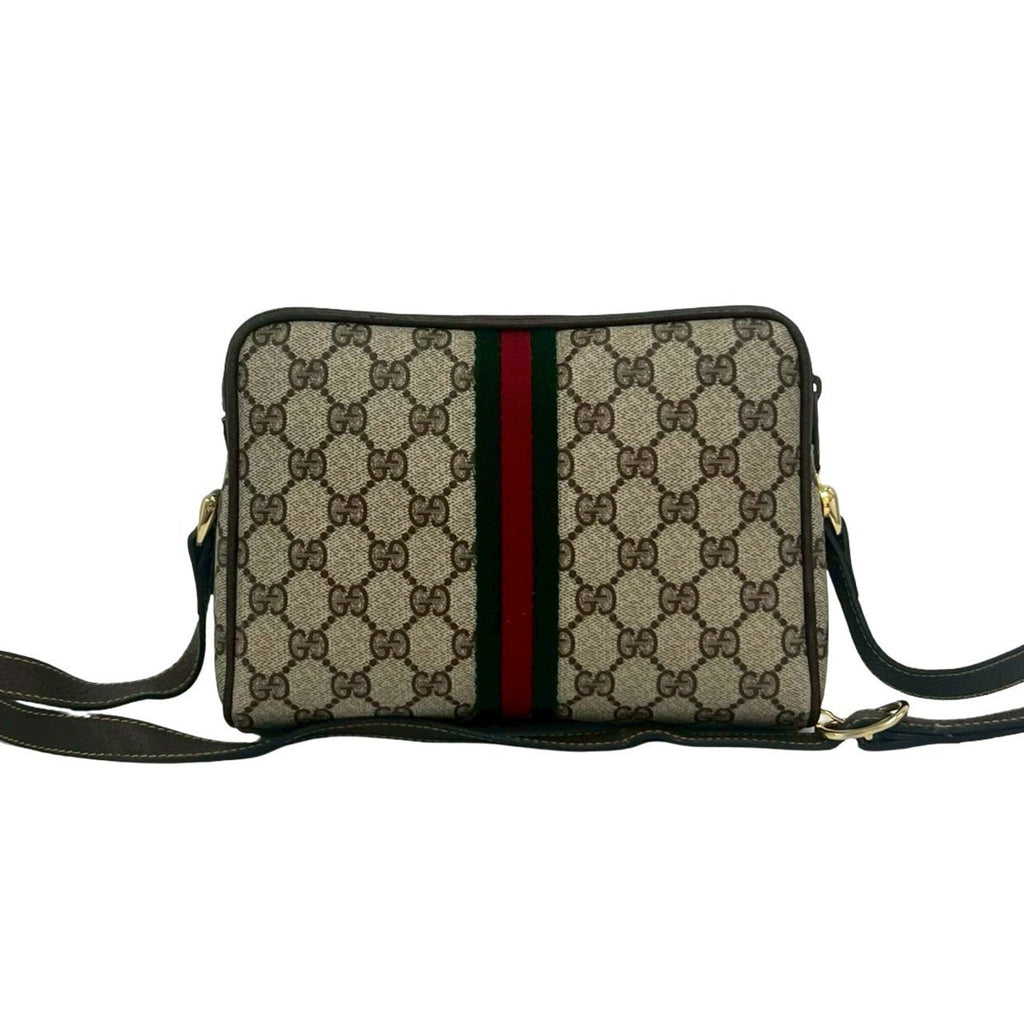Gucci Brown Green Red Color Pvc Leather Shoulder Bag (Pre-Owned)