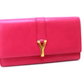 Saint Laurent Pink Leather Long Wallet (Bi-Fold) (Pre-Owned)
