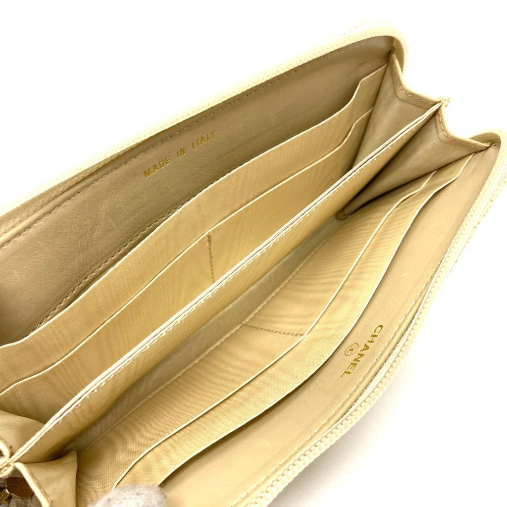 Chanel Beige Leather Long Wallet (Bi-Fold)