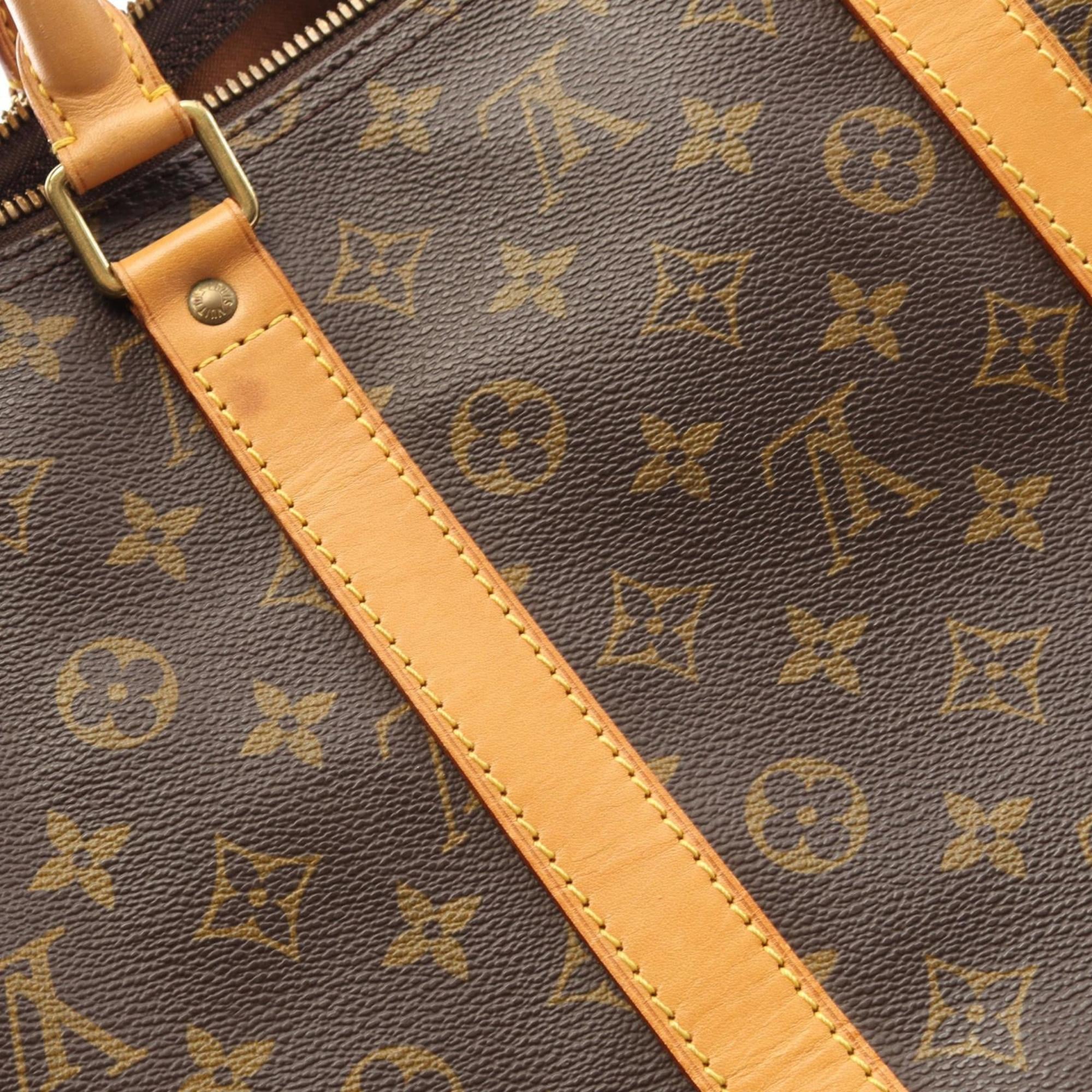 Louis Vuitton Brown Coated Canvas Leather Monogram Boston Bag