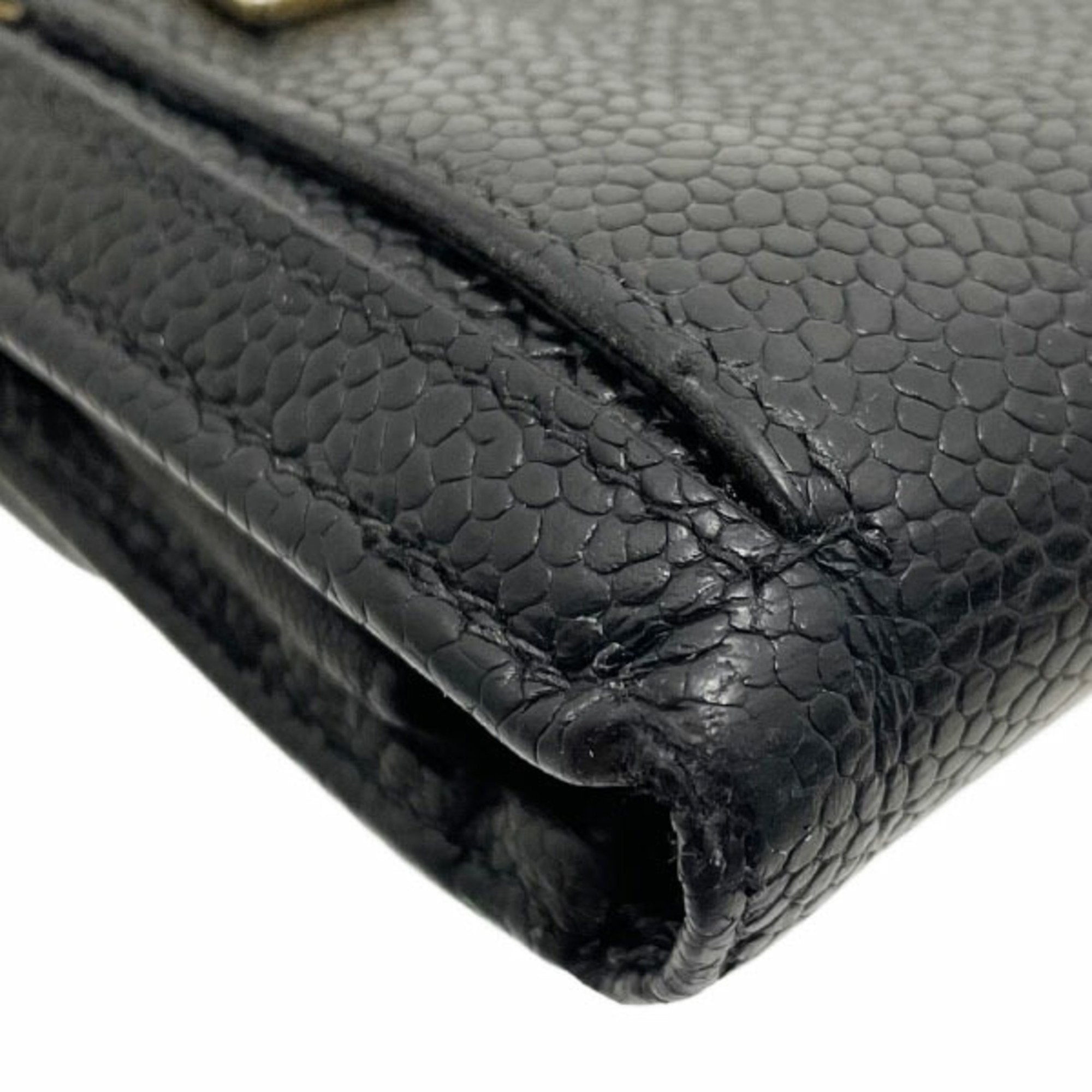 Chanel Black Grained Calfskin Wallet (Tri-Fold)