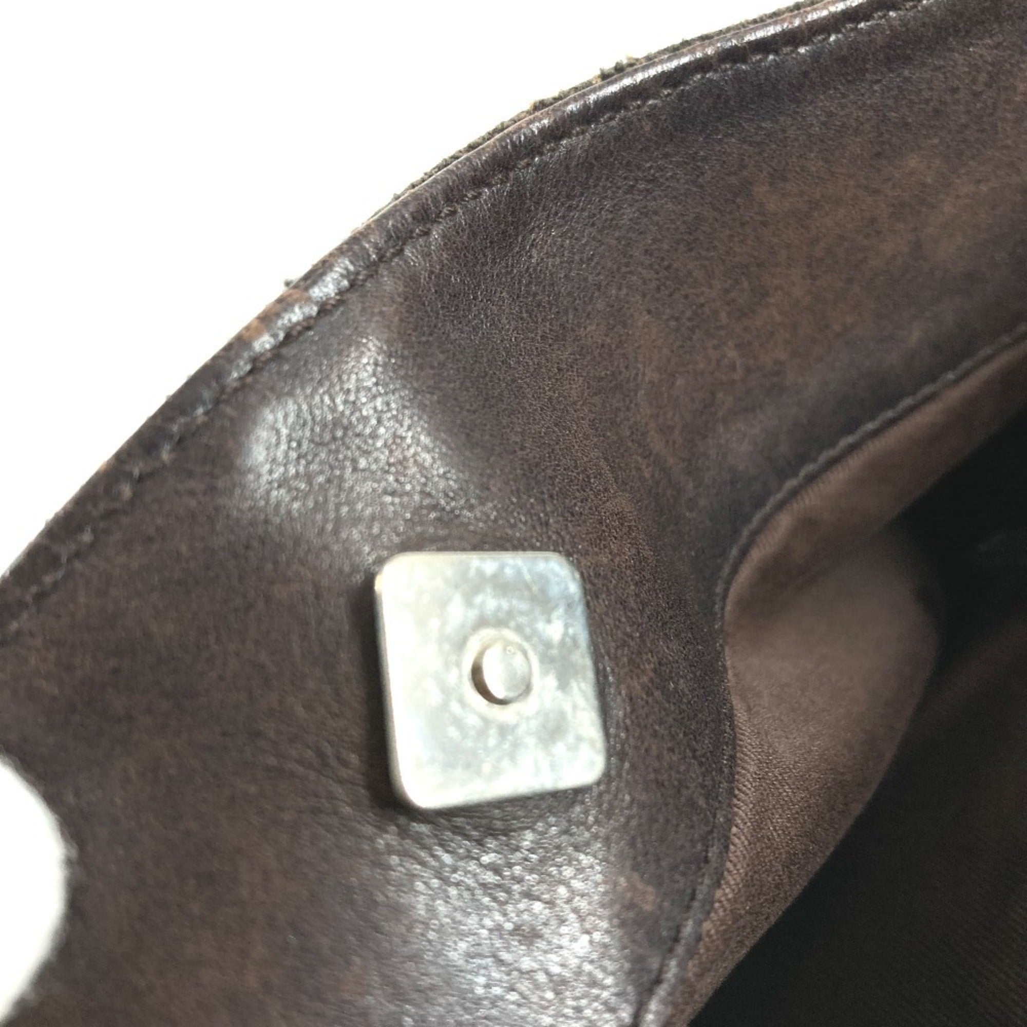 Gucci Brown Leather Canvas Shoulder Bag (Pre-Owned)