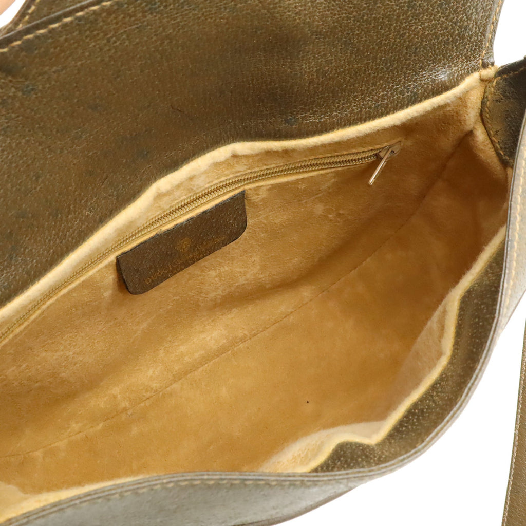Gucci Gg Plus Beige Brown Green Red Color Coated Canvas Leather Pochette Shoulder Bag (Pre-Owned)