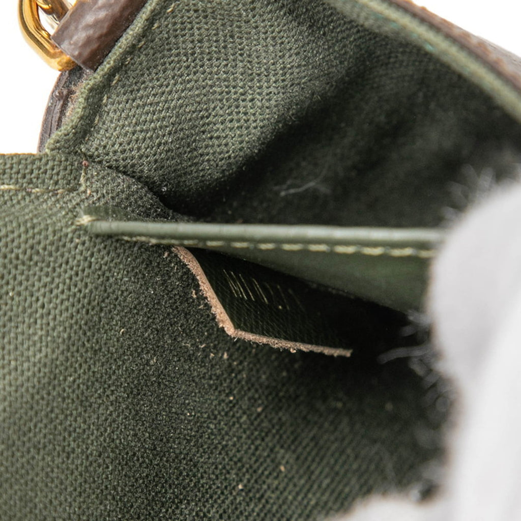 Louis Vuitton Brown Green Khaki Pvc Leather Pochette Shoulder Bag
