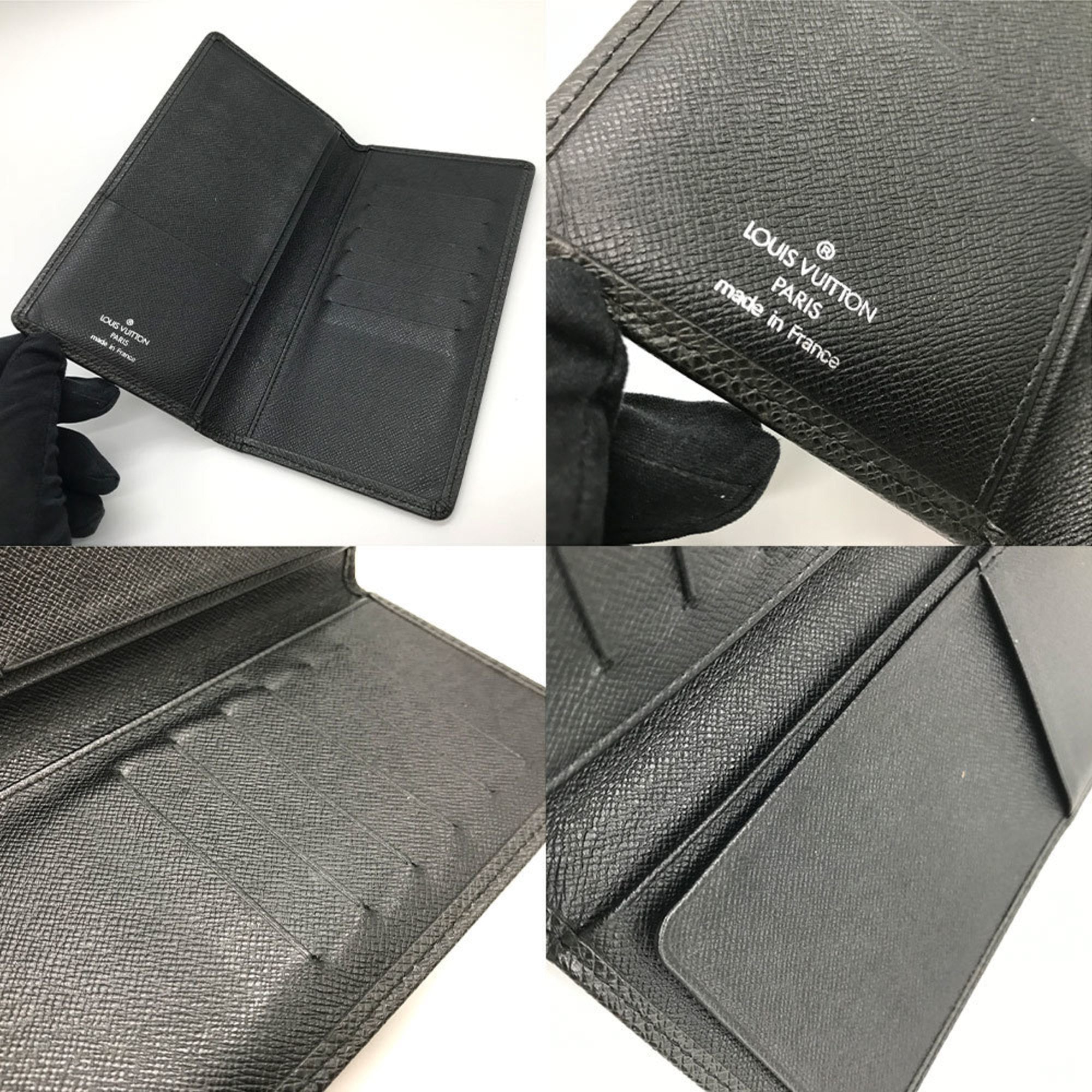 Louis Vuitton Black Noir Taiga Leather Long Bill Wallet