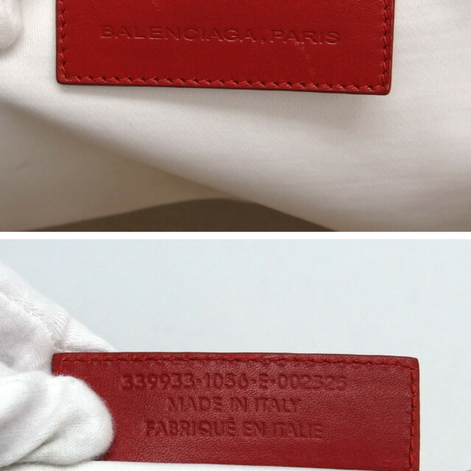 Balenciaga Red Color White Canvas Leather Handbag Tote