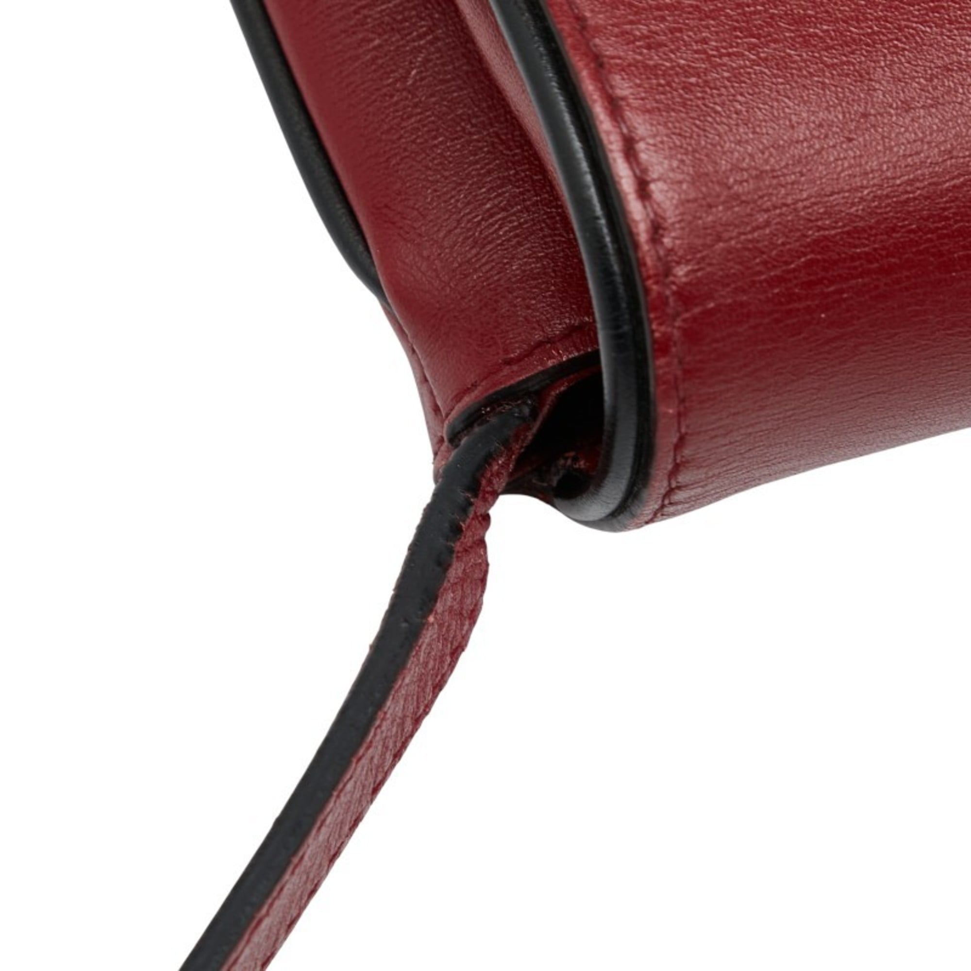 Gucci Black Red Color Leather Shoulder Bag (Pre-Owned)