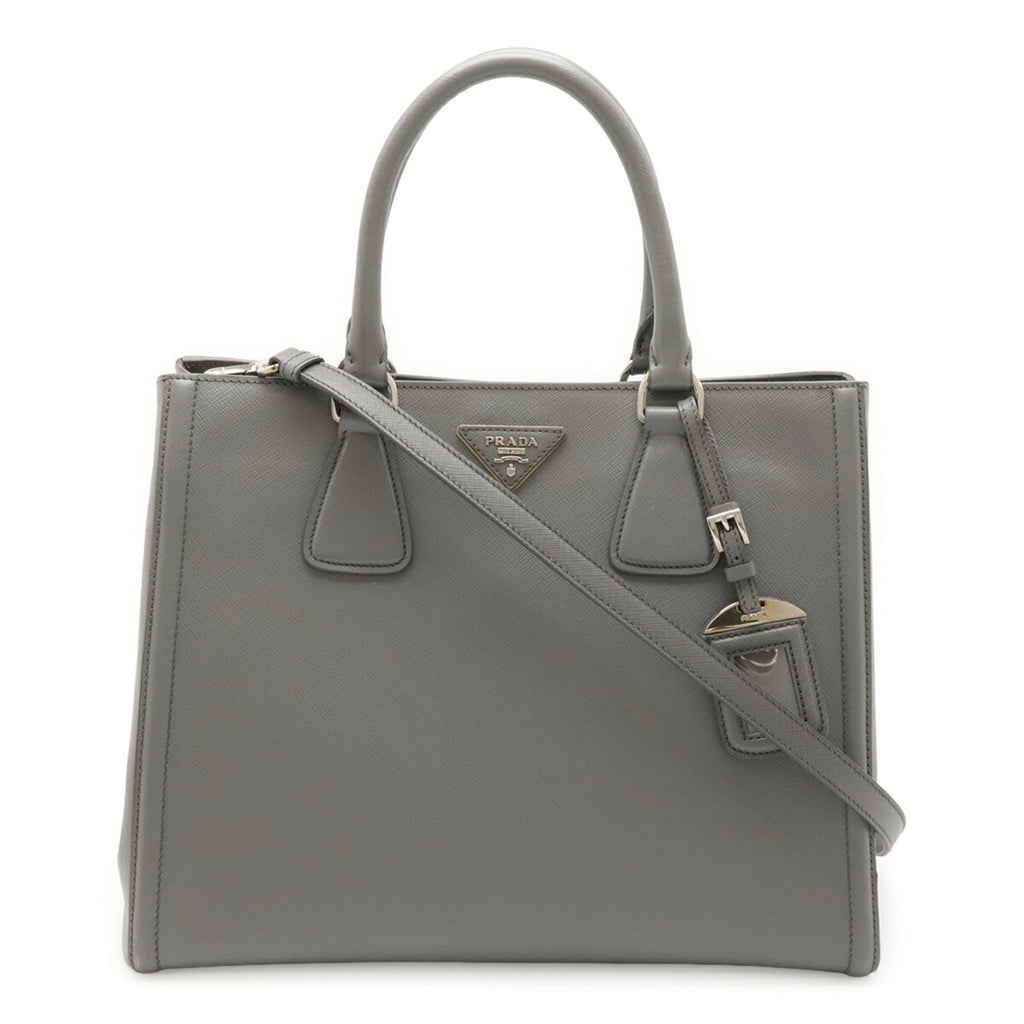 Prada Black Gray Leather Handbag Shoulder Bag