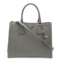 Prada Black Gray Leather Handbag Shoulder Bag