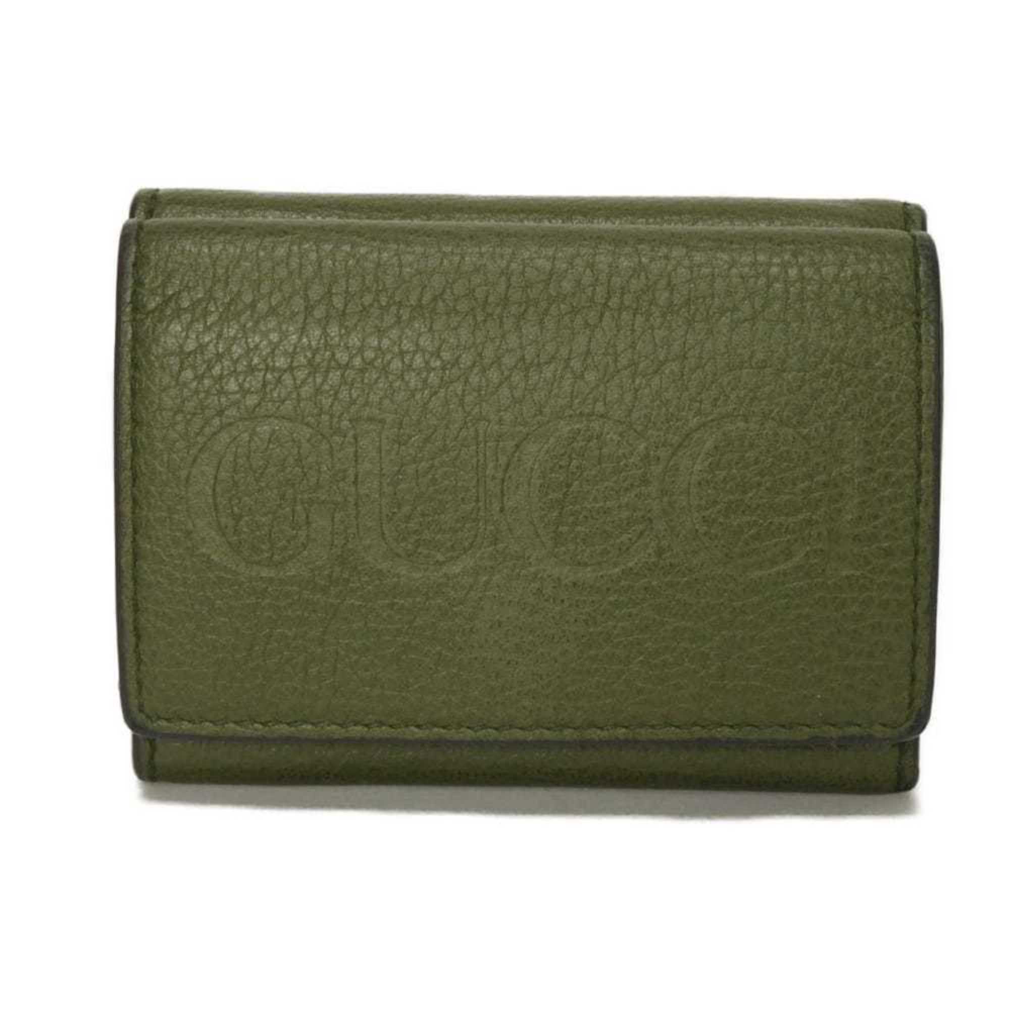 Gucci Khaki Leather Wallet (Tri-Fold) (Pre-Owned)