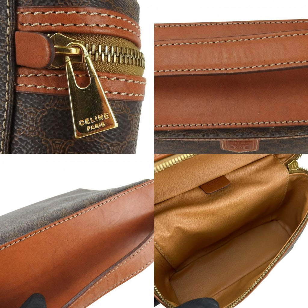Celine Macadam Brown Pvc Leather Handbag Vanity Bag