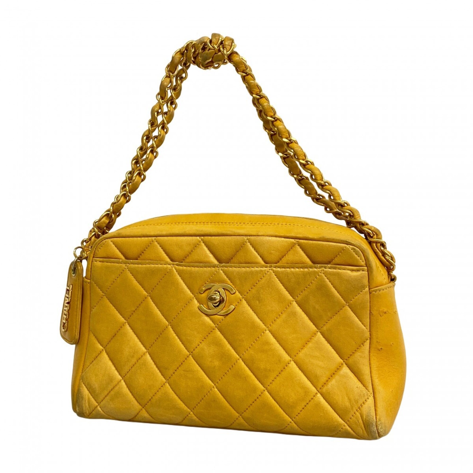Chanel Yellow Leather Shoulder Bag