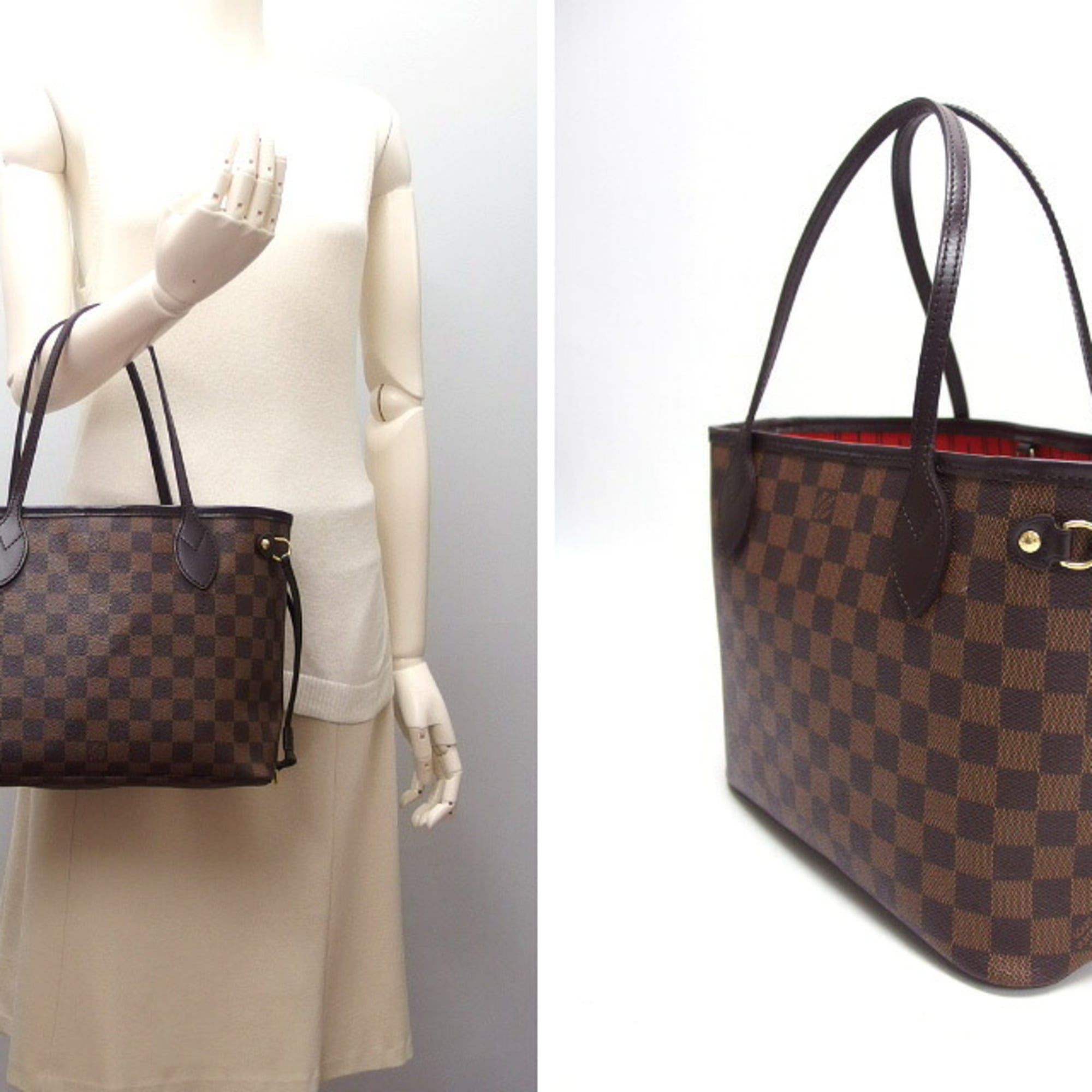Louis Vuitton Brown Damier Canvas Leather Handbag Tote Bag