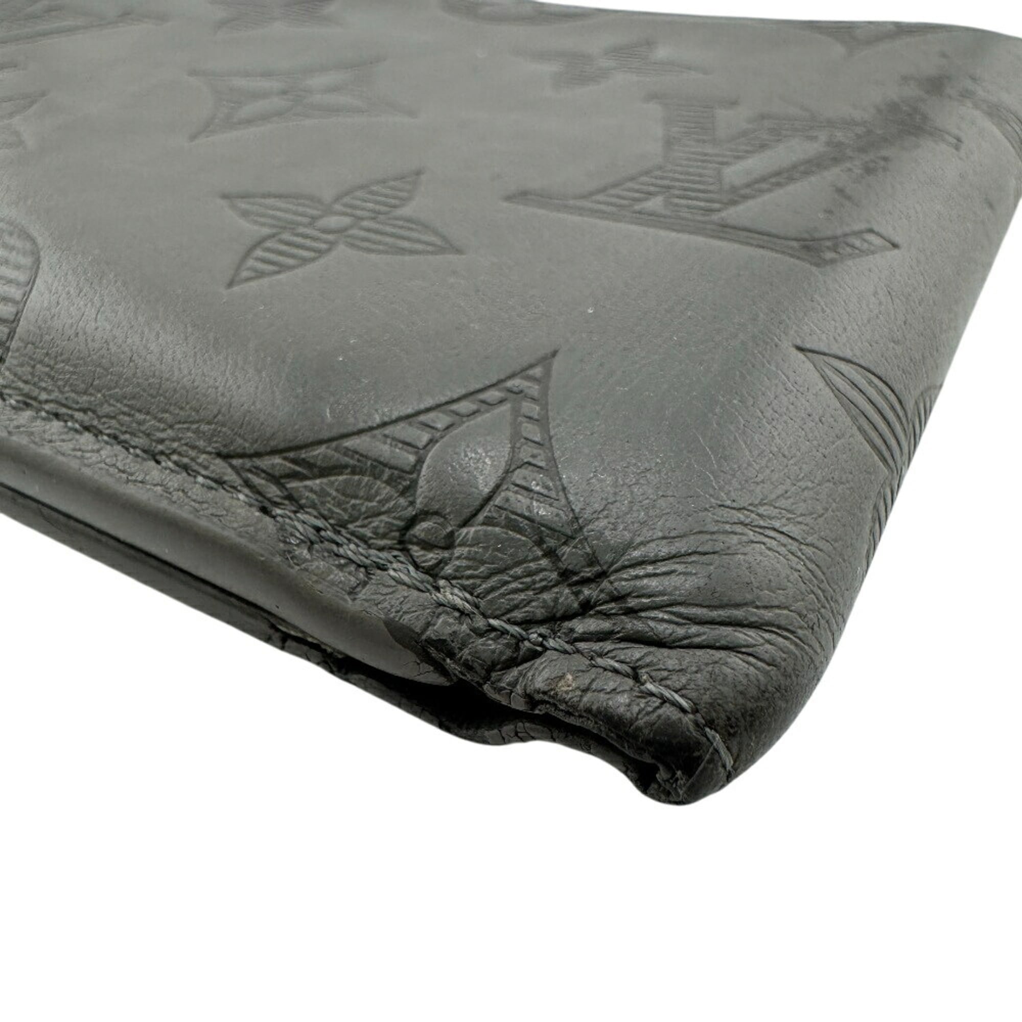 Louis Vuitton Dark Gray Gray Leather Wallet