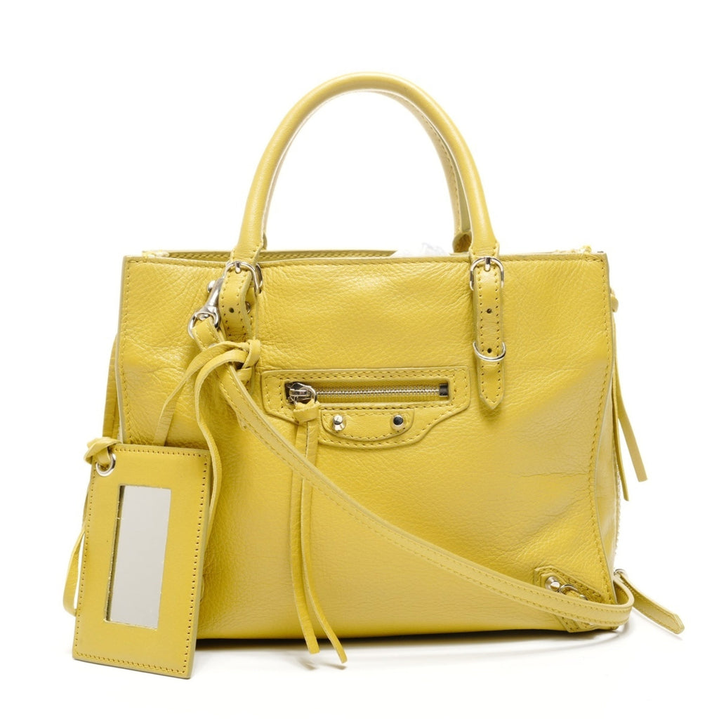 Balenciaga Paper Yellow Leather Shoulder