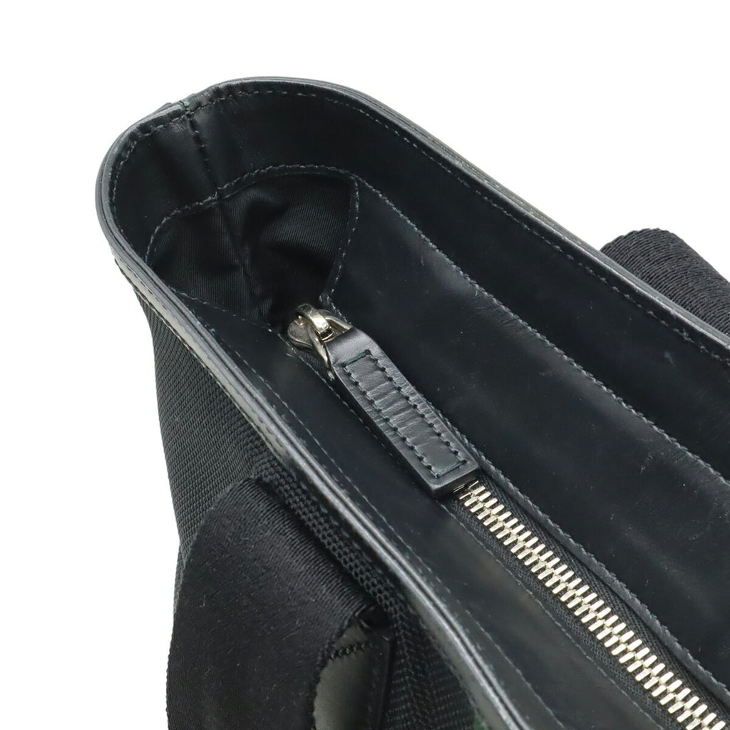 Gucci Sherry Line Black Green Red Color Nylon Canvas Leather Shoulder Bag Tote Bag (Pre-Owned)