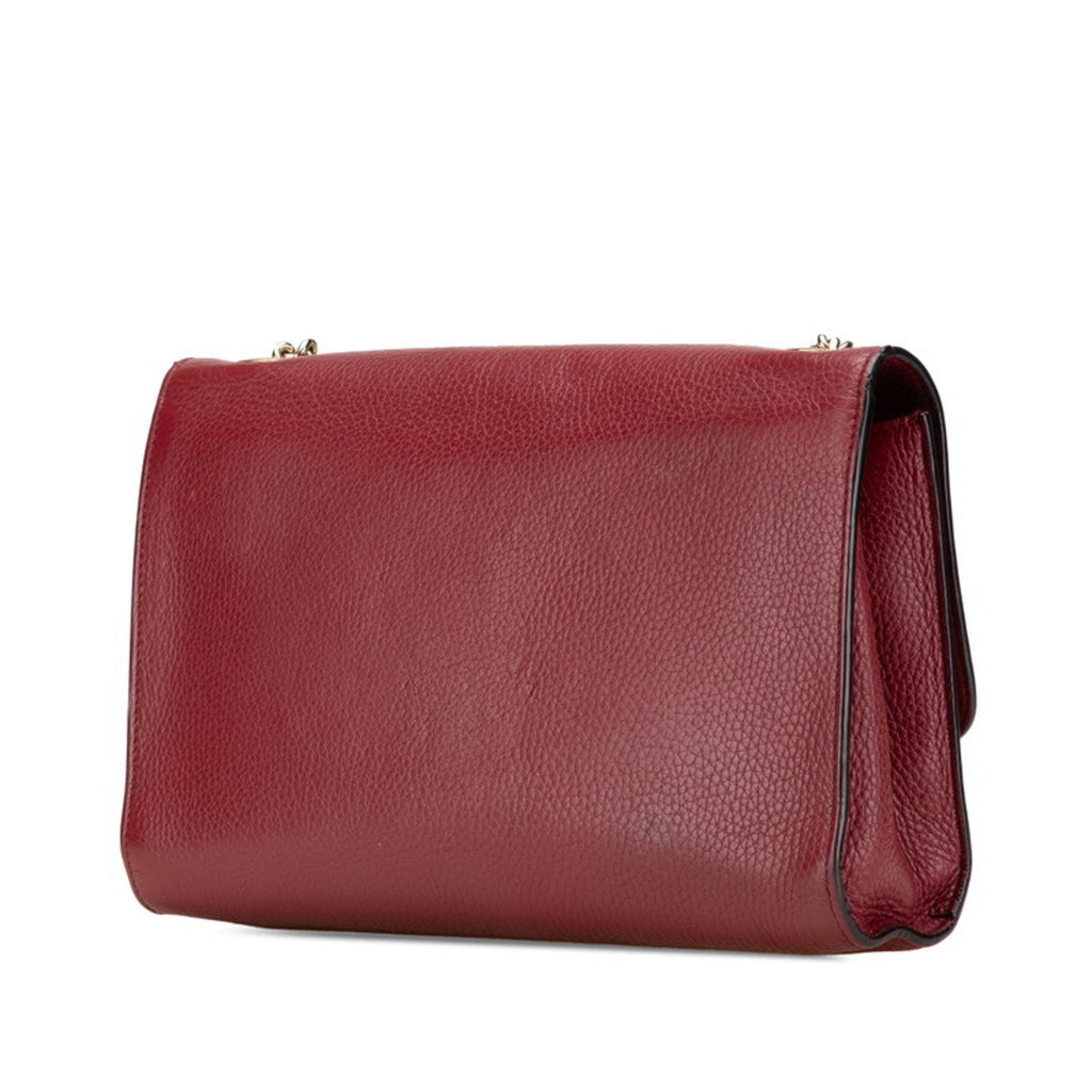 Gucci Red Color Wine Leather Shoulder Bag (Pre-Owned)