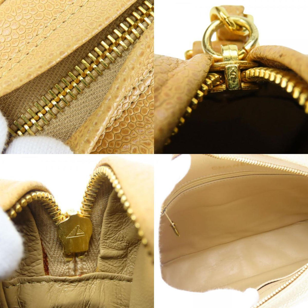 Chanel Beige Grained Calfskin Shoulder Bag