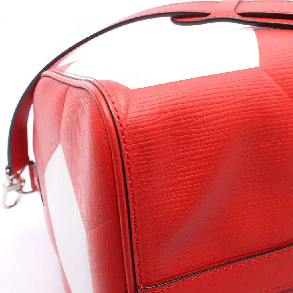 Louis Vuitton Red Color White Leather Boston Bag