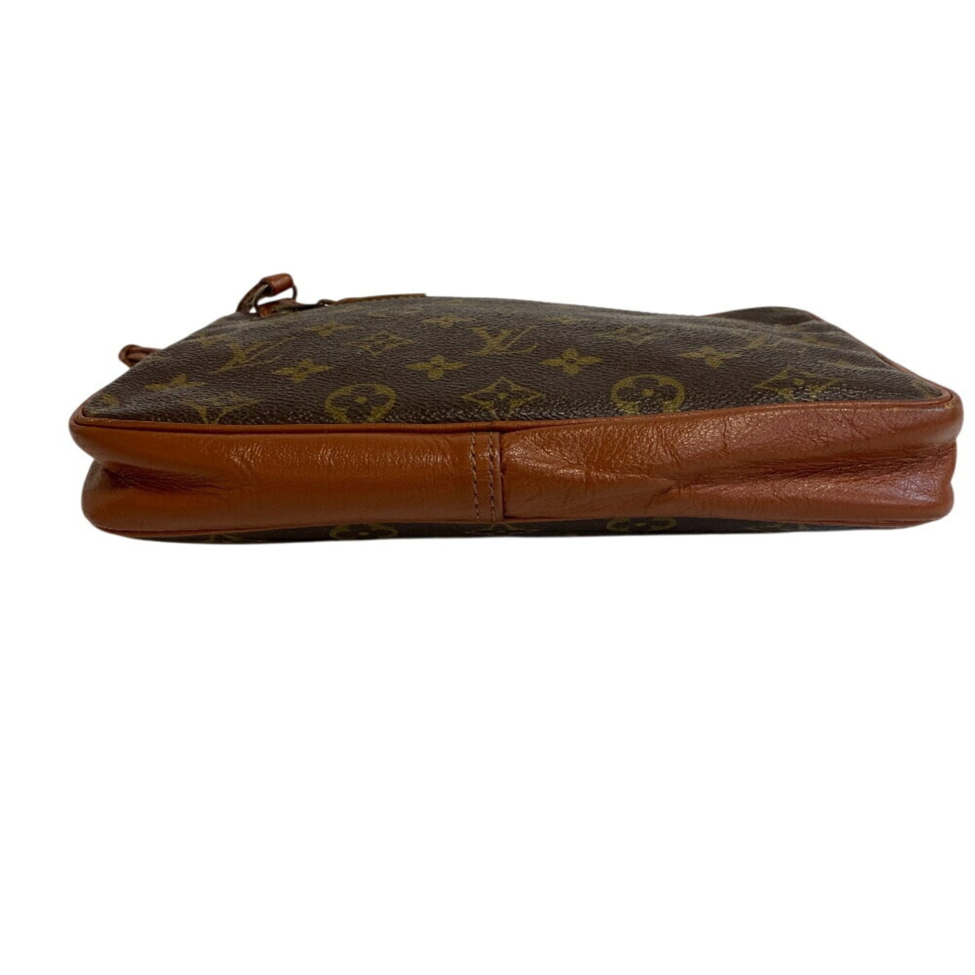 Louis Vuitton Brown Monogram Leather Clutch Bag