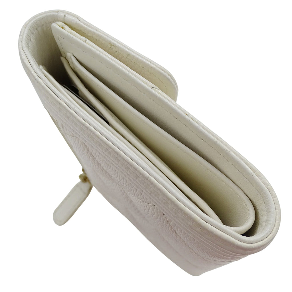 Chanel White Grained Calfskin Wallet (Tri-Fold)