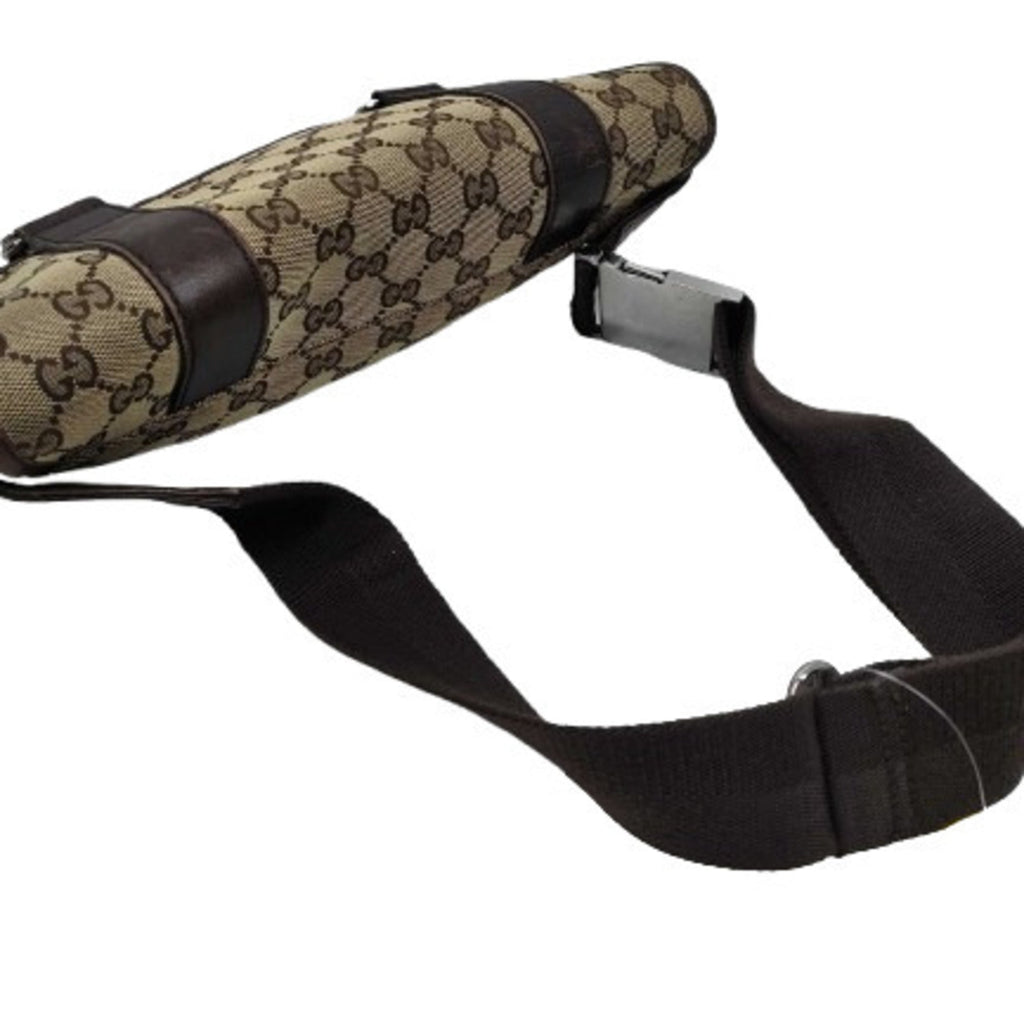 Gucci Beige Brown Gg Canvas Leather Fanny Pack Sling Bag (Pre-Owned)
