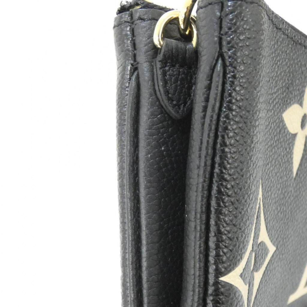 Louis Vuitton Beige Black Leather Pochette Shoulder Bag