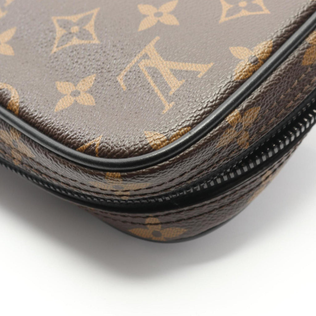 Louis Vuitton Black Brown Monogram Macassar Coated Canvas Leather Fanny Pack Sling Bag