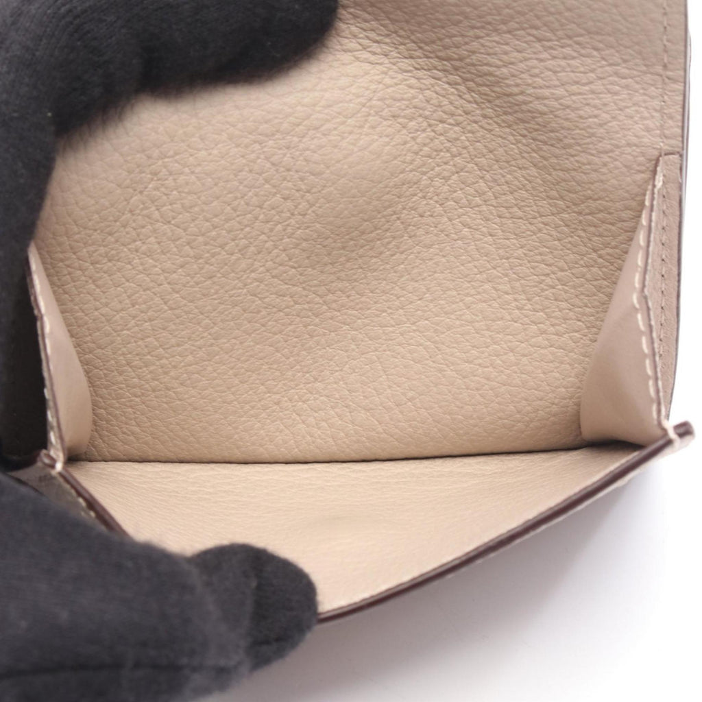 Louis Vuitton Beige Grayish Leather Wallet (Tri-Fold)