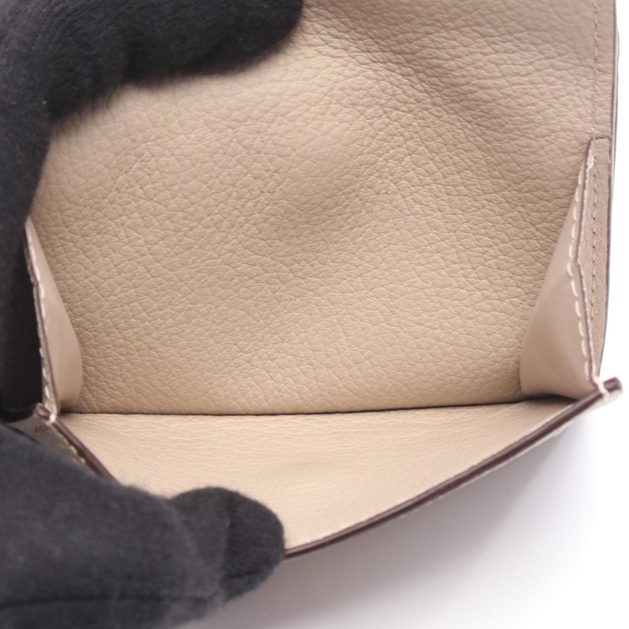 Louis Vuitton Beige Grayish Leather Wallet (Tri-Fold)