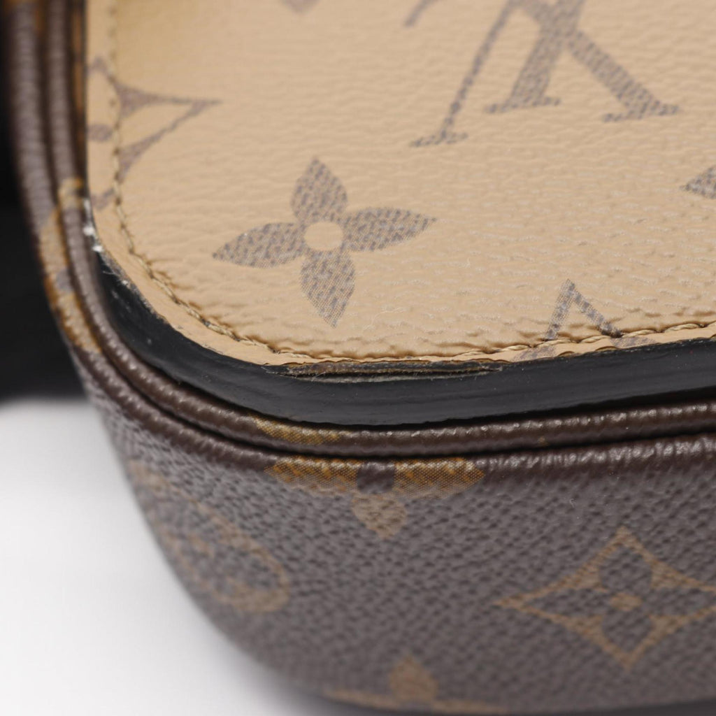Louis Vuitton Black Brown Coated Canvas Leather Handbag Pochette