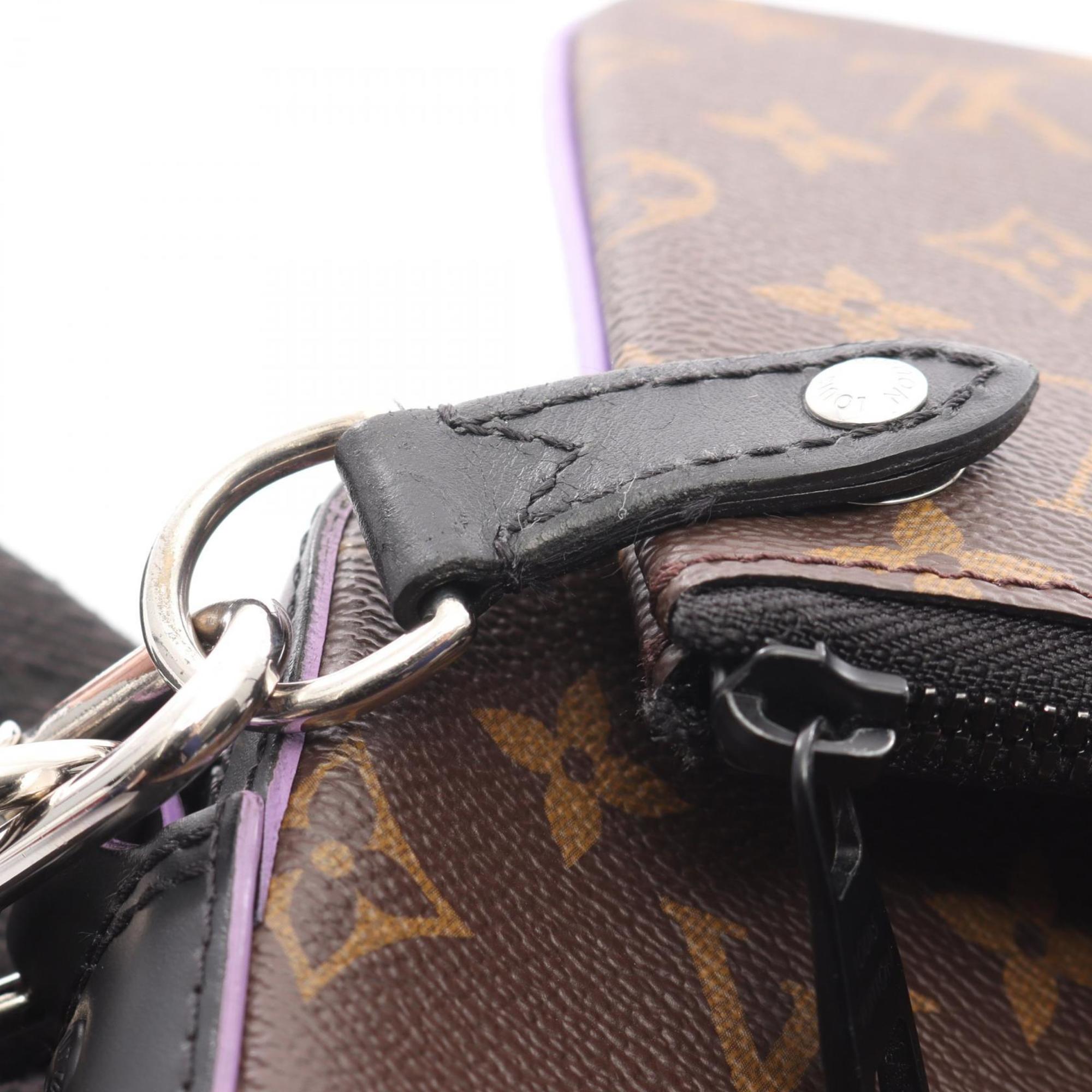 Louis Vuitton Black Brown Monogram Macassar Purple Coated Canvas Shoulder Bag