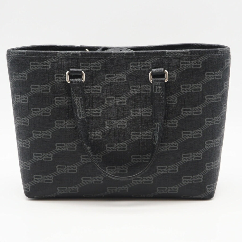 Balenciaga Black Gray Coated Canvas Tote