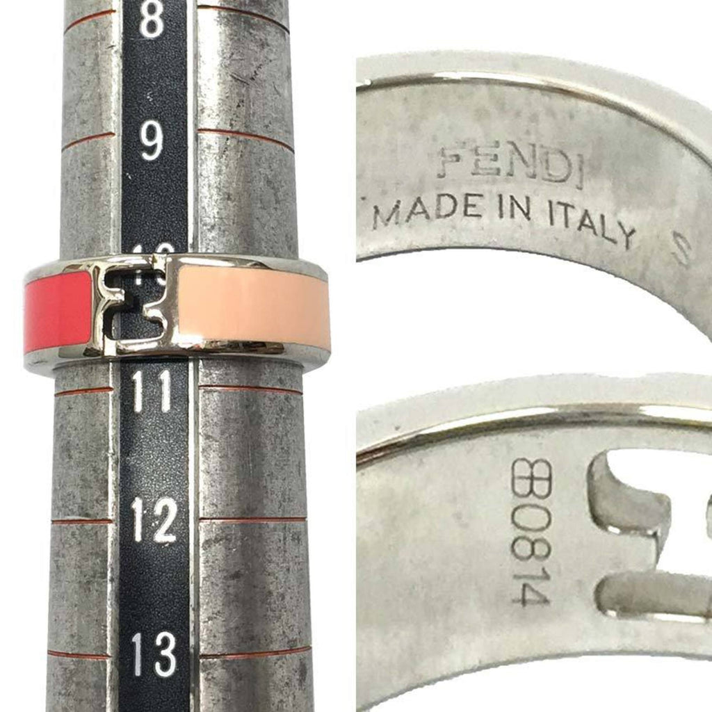 Fendi Silver Pink Brass Band Ring
