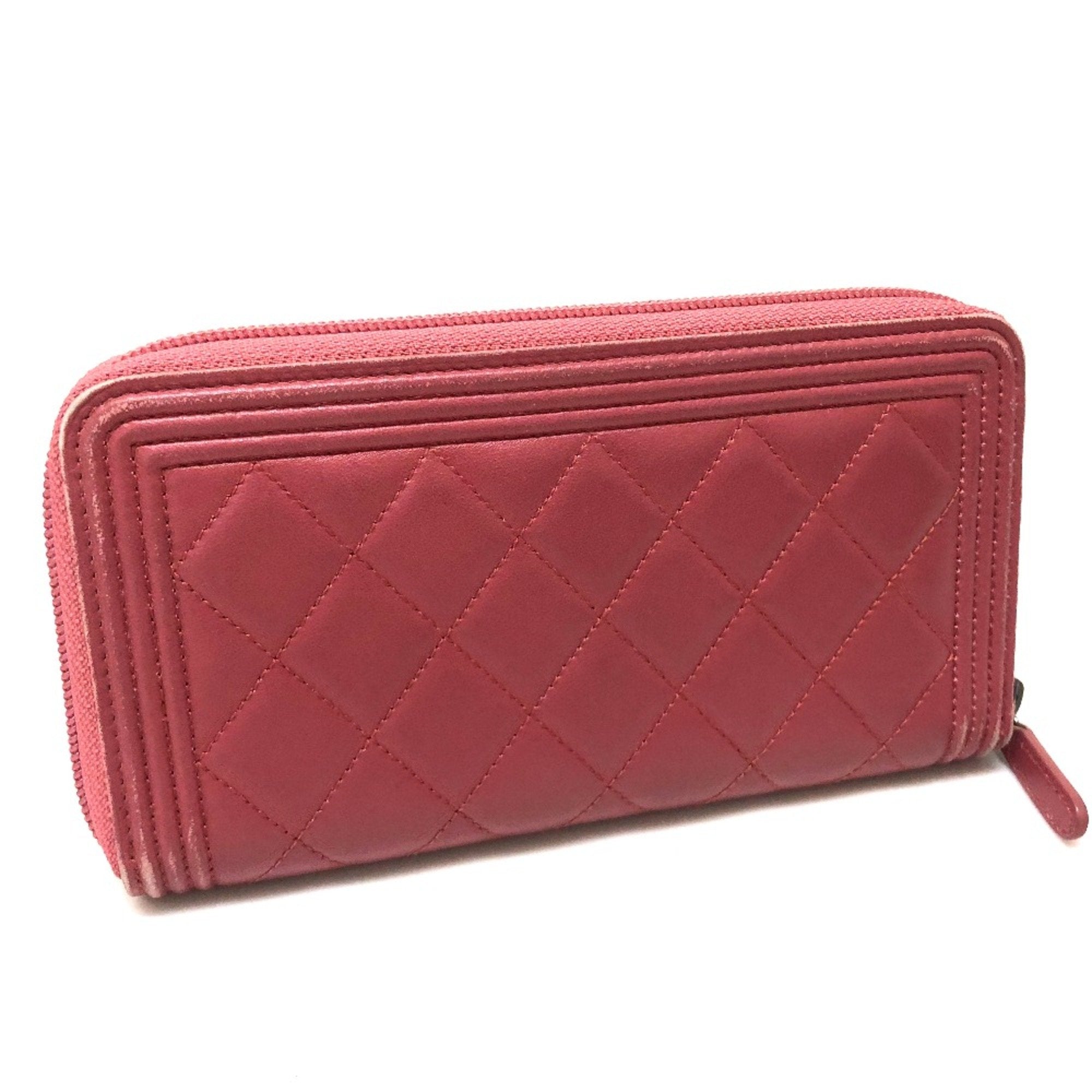 Chanel Pink Leather Long Wallet (Bi-Fold)