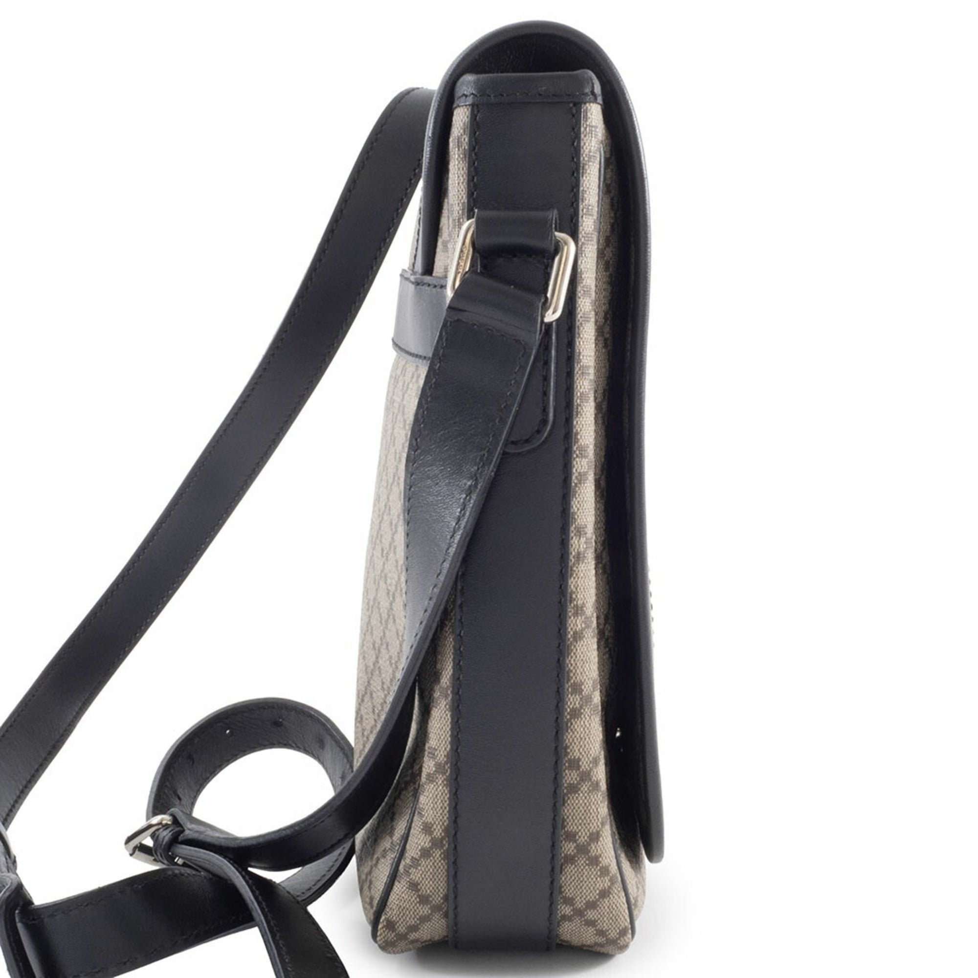 Gucci Beige Black Pvc Leather Shoulder Bag (Pre-Owned)