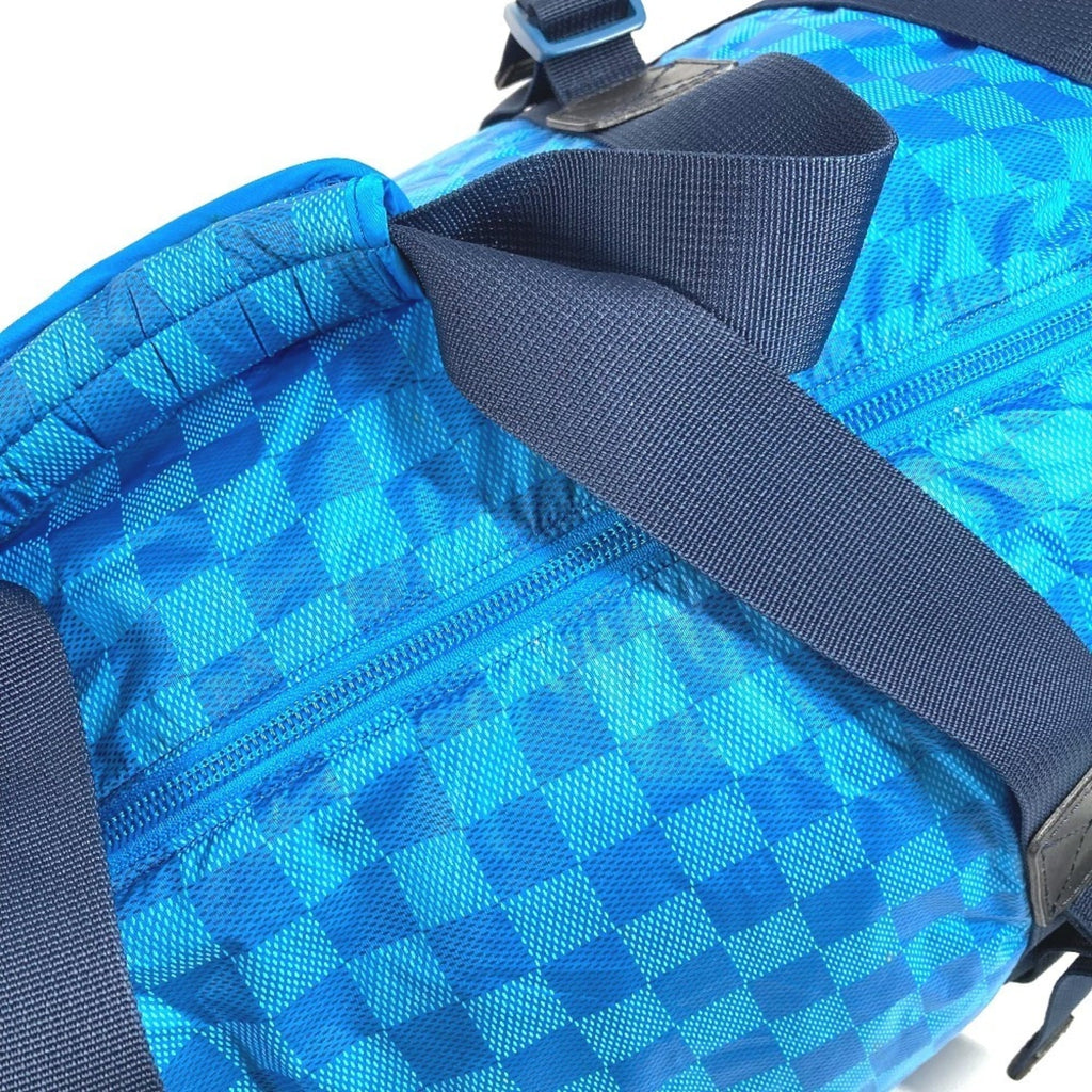 Louis Vuitton Black Blue Leather Nylon Boston Bag Shoulder Bag