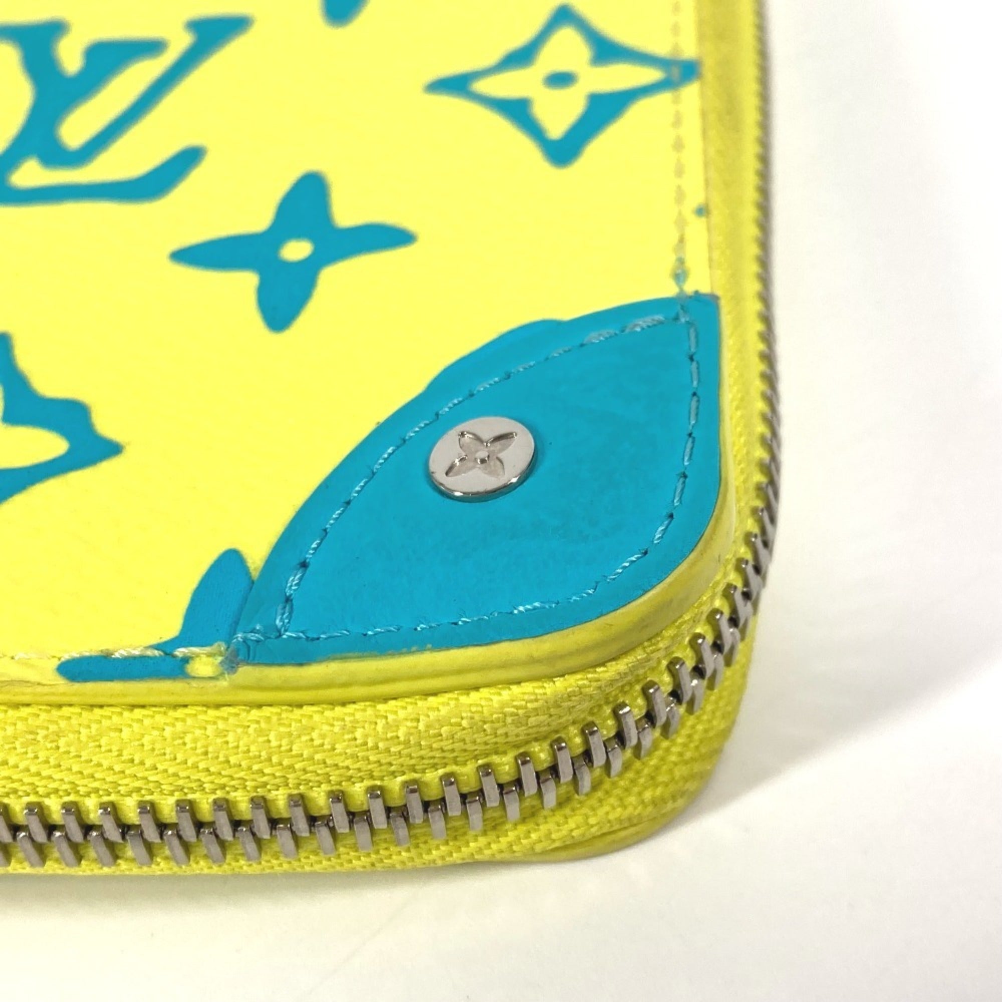 Louis Vuitton Monogram Blue Yellow Monogram Leather Long Wallet