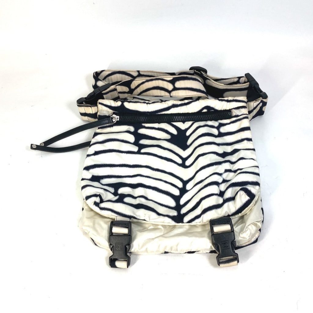 Chanel Sport Black White Nylon Messenger Bag Shoulder Bag
