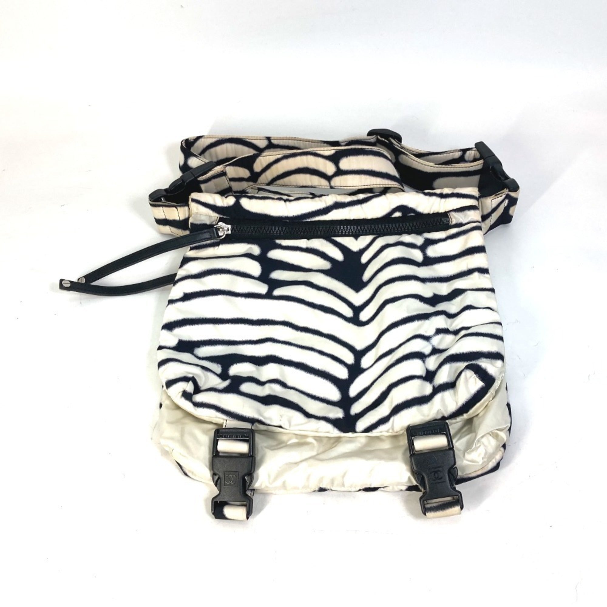 Chanel Sport Black White Nylon Messenger Bag Shoulder Bag