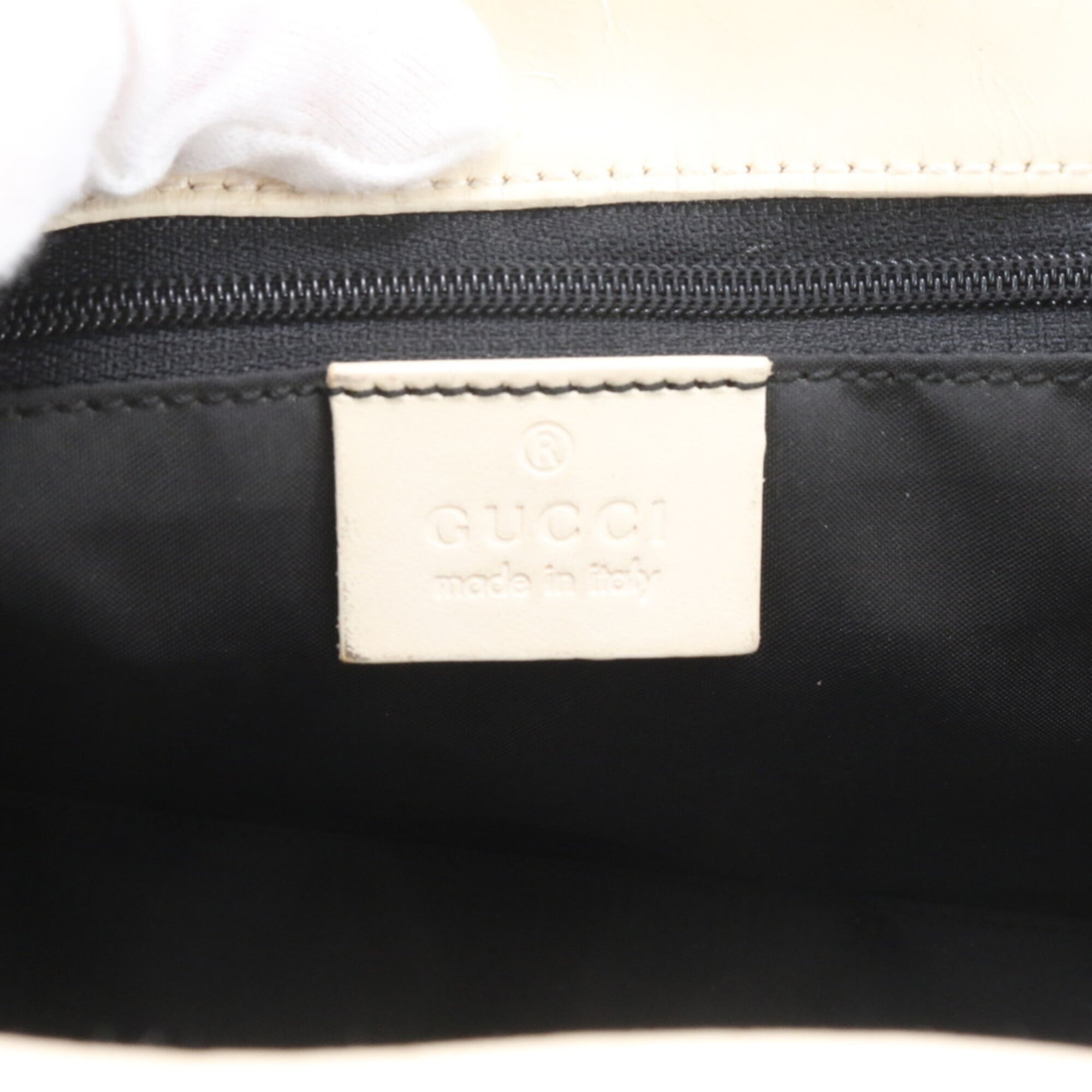 Gucci Jackie Black White Leather Canvas Handbag (Pre-Owned)