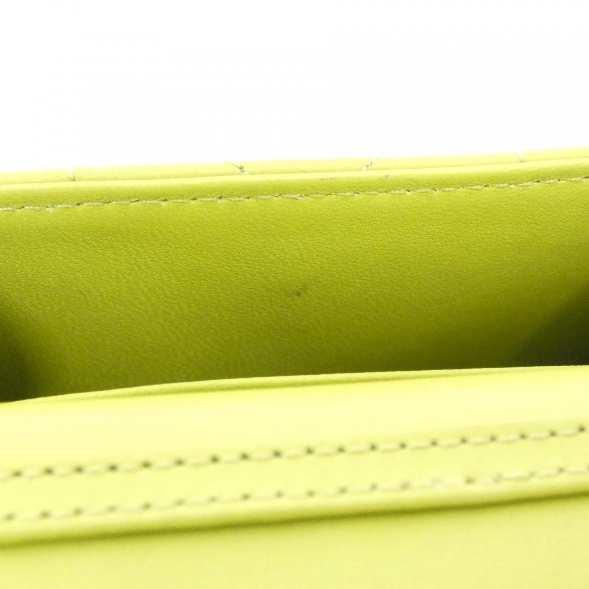 Christian Dior Lime Yellow Leather Shoulder Bag (Pre-Owned)